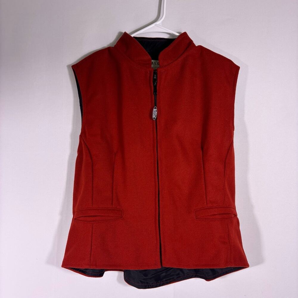 Schaefer & Outfitter Red/Orange Wool Blend Vintage Riding Vest Size Large B1